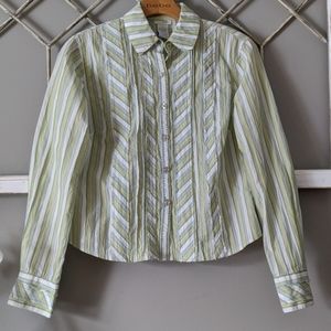 Anthropologie Odille cropped pintuck blouse 0